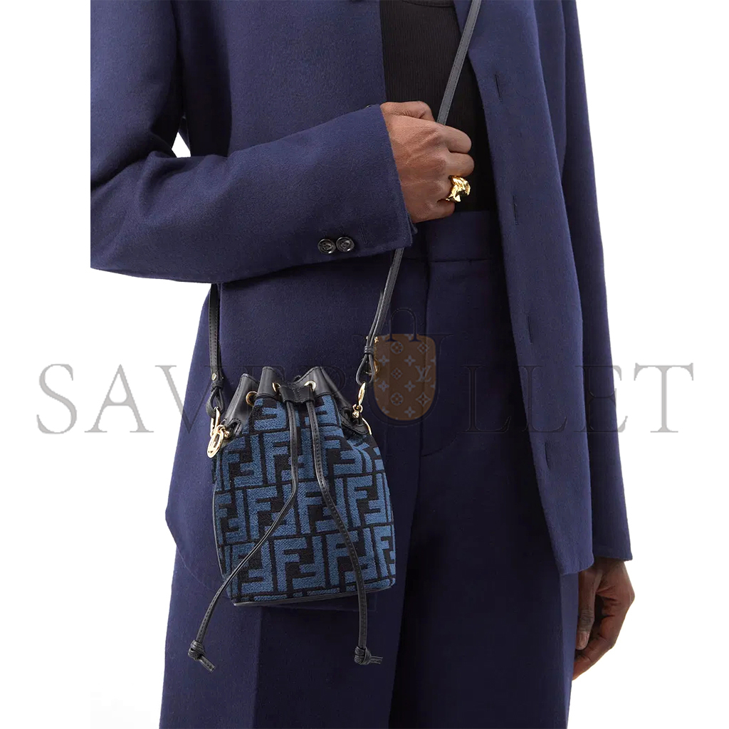 F**di mon tresor mini logo-tapestry bucket bag (18*12*10cm)